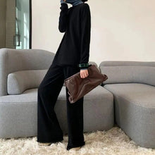 画像をギャラリービューアに読み込む, 組み合わせやすい無地ニットトップス&ロングパンツセットアップ