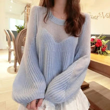 画像をギャラリービューアに読み込む, 韓国風スウィートゆるリラックスランタンスリーブニットセンター