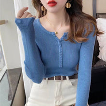 画像をギャラリービューアに読み込む, 8カラー組み合わせやすいⅤネックスリムニットトップス