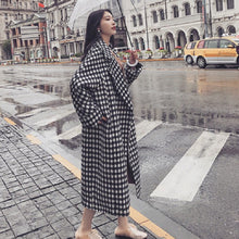 画像をギャラリービューアに読み込む, 韓国風レトロカジュアルチェック柄厚手ロングラシャコート