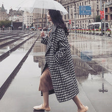 画像をギャラリービューアに読み込む, 韓国風レトロカジュアルチェック柄厚手ロングラシャコート