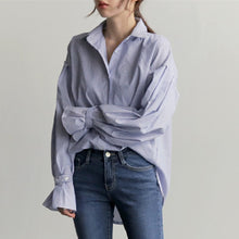 画像をギャラリービューアに読み込む, ストライプ柄フラウンススリーブブラウストップスシャツ