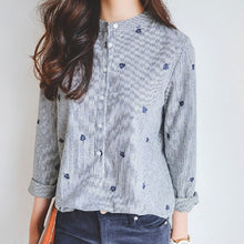 画像をギャラリービューアに読み込む, ストライプ柄シンプルシャツトップス