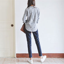 画像をギャラリービューアに読み込む, ストライプ柄シンプルシャツトップス