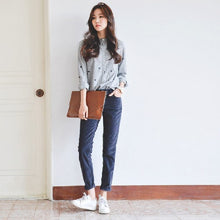 画像をギャラリービューアに読み込む, ストライプ柄シンプルシャツトップス