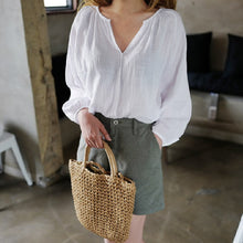 画像をギャラリービューアに読み込む, カジュアル無地ブラウストップスシャツ