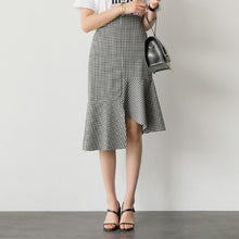 画像をギャラリービューアに読み込む, チェック柄フリル裾マーメイドスカート