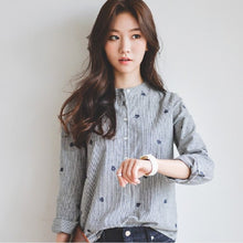 画像をギャラリービューアに読み込む, ストライプ柄シンプルシャツトップス