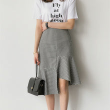 画像をギャラリービューアに読み込む, チェック柄フリル裾マーメイドスカート