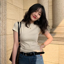 画像をギャラリービューアに読み込む, フレンチ袖日常無地Tシャツコーデしやすい万能トップス