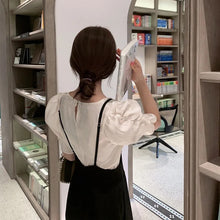 画像をギャラリービューアに読み込む, パフスリーブブラウストップス&黒オールインワンセットアップ