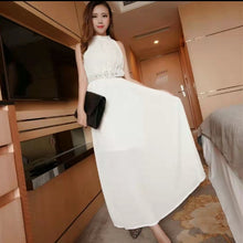 画像をギャラリービューアに読み込む, 優しい雰囲気シフォン無袖ファッション通勤気質無地ロングデートワンピース(ベルト付き)