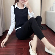 画像をギャラリービューアに読み込む, 白シャツ&ベスト&カジュアルパンツ3点セットアップ