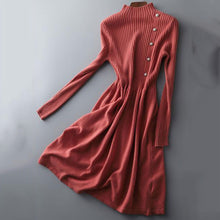 画像をギャラリービューアに読み込む, 気質アップストライプボタン付きニットワンピースデートワンピース