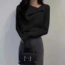 画像をギャラリービューアに読み込む, 気質満点デザイン感無地スリム着痩せ合わせやすいトップス