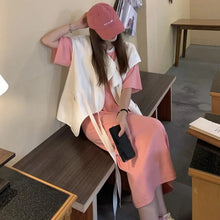 画像をギャラリービューアに読み込む, けだるい風ベスト&半袖カジュアルワンピースセットアップ