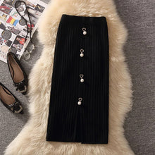 画像をギャラリービューアに読み込む, 三点セット3カラー暖かいファーベスト&無地合わせやすいトップス&ニットスカートセットアップ