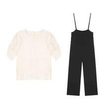 画像をギャラリービューアに読み込む, パフスリーブブラウストップス&黒オールインワンセットアップ