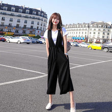 画像をギャラリービューアに読み込む, 無地気質半袖Tシャツ・ブラウス&ブラック無地オールインワンサロペット