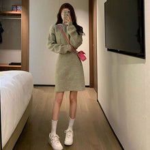 画像をギャラリービューアに読み込む, おしゃれ度アップフード付きニットワンピース