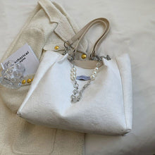 画像をギャラリービューアに読み込む, ビーズ付き飾り花柄トートバッグ大容量バッグ3カラー選択