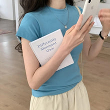 画像をギャラリービューアに読み込む, フレンチ袖日常無地Tシャツコーデしやすい万能トップス