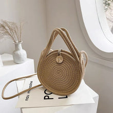 画像をギャラリービューアに読み込む, ストローウーブンバッグ丸バッグショルダーバッグ