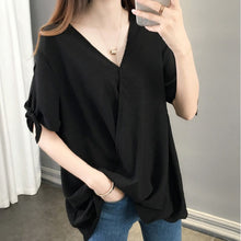 画像をギャラリービューアに読み込む, 夏新作シフォンソリッドカラー半袖ブラウストップス