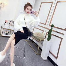 画像をギャラリービューアに読み込む, ハイネックふわふわニットセーター&黒ニットスカートセットアップ