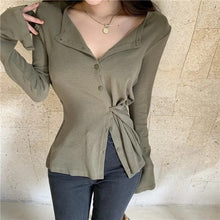 画像をギャラリービューアに読み込む, ギャザー不規則デザインTシャツ3カラー選択トップス