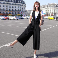 画像をギャラリービューアに読み込む, 無地気質半袖Tシャツ・ブラウス&ブラック無地オールインワンサロペット