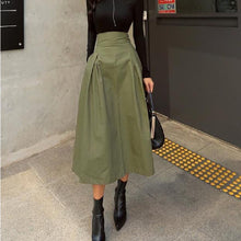 画像をギャラリービューアに読み込む, 無地気質蝶結びハイウエスト着痩せ効果ロングスイングAラインスカート