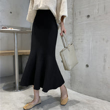 画像をギャラリービューアに読み込む, 2カラー韓国風優しい雰囲気スリムニットAラインフィッシュテイルスカート