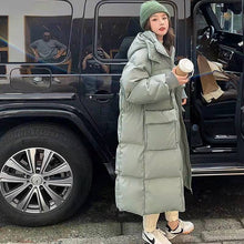 画像をギャラリービューアに読み込む, ゆったりコーデしやすい無地レデイースファッション暖かいロングダウンジャケット