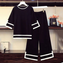 画像をギャラリービューアに読み込む, 薄ニット半袖トップス&ガウチョカジュアルパンツセットアップ