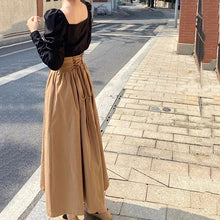 画像をギャラリービューアに読み込む, Vネックパフスリーブトップス&ロングAラインスカートセットアップ