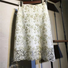 画像をギャラリービューアに読み込む, 花柄レース切り替え合わせやすいハイウエストAラインスカートボトムス