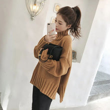 画像をギャラリービューアに読み込む, 3カラー選択ハイネック無地ニットセーター&Hライン黒ニットスカートセットアップ