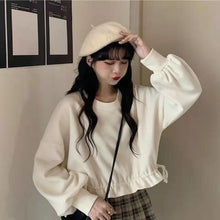 画像をギャラリービューアに読み込む, INS流行大人可愛いファッション無地長袖合わせやすいゆったりパーカートップス