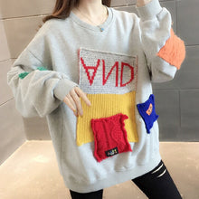 画像をギャラリービューアに読み込む, INS風ファッション裏起毛配色切り替えラウンドネックパーカー