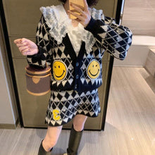 画像をギャラリービューアに読み込む, おしゃれ度UPダイヤモンド柄カーディガン&ミニスカートセットアップ
