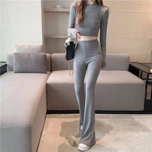 画像をギャラリービューアに読み込む, 美シルエットショートトップス&ハイウエストカジュアルパンツセットアップ