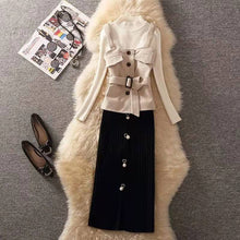 画像をギャラリービューアに読み込む, 無袖ベストアウター&無地ニットセータートップス&無地コーデしやすいスカートセットアップ