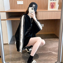 画像をギャラリービューアに読み込む, 3colors秋新品カジュアルスポーツ配色フード付きゆるリラックスパーカー