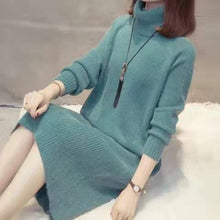 画像をギャラリービューアに読み込む, 優しい気質タートルネックゆったり着痩せ効果合わせやすいニットカジュアルワンピース