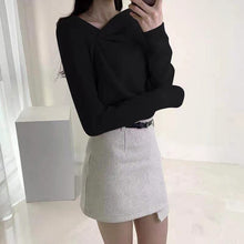 画像をギャラリービューアに読み込む, 気質満点デザイン感無地スリム着痩せ合わせやすいトップス