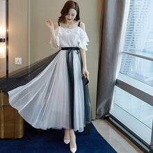 画像をギャラリービューアに読み込む, 肩開きフリルブラウス&配色切り替えロングチュールスカートセットアップ