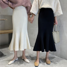 画像をギャラリービューアに読み込む, 2カラー韓国風優しい雰囲気スリムニットAラインフィッシュテイルスカート