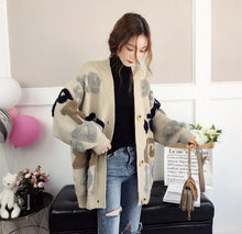 画像をギャラリービューアに読み込む, 韓国風カジュアル字母ゆるリラックス配色ニットセーターアウター