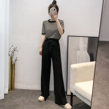 画像をギャラリービューアに読み込む, ストライプ柄半袖トップス&無地ガウチョセットアップ